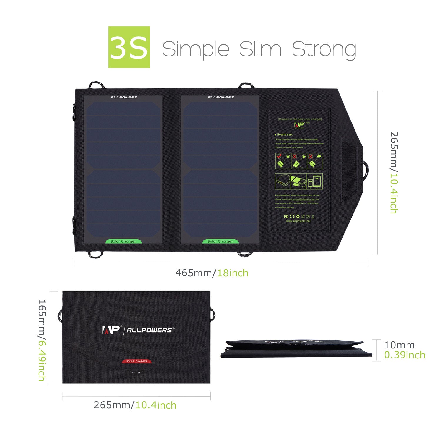 ALLPOWERS 10W Chargeur solaire portable 5V USB