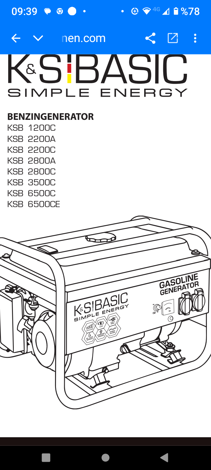 Könner & Söhnen KSB 2200A groupe électrogène essence 2,2 kW