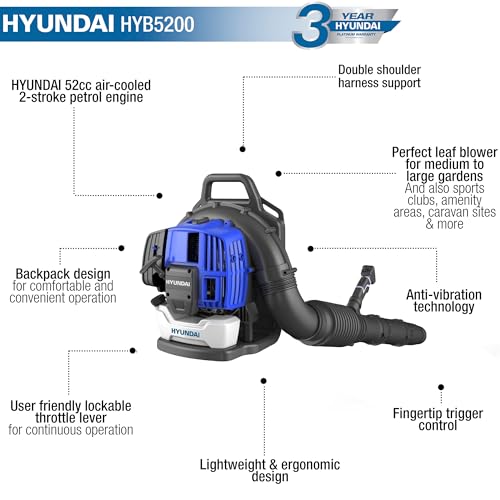 Hyundai HYB5200 souffleur dos essence 52 cc bleu