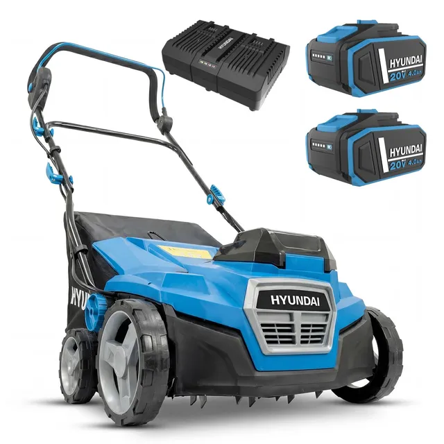 Hyundai Garden HY40CSC38 scarificateur 38cm 2x20V + 2x4Ah 45L