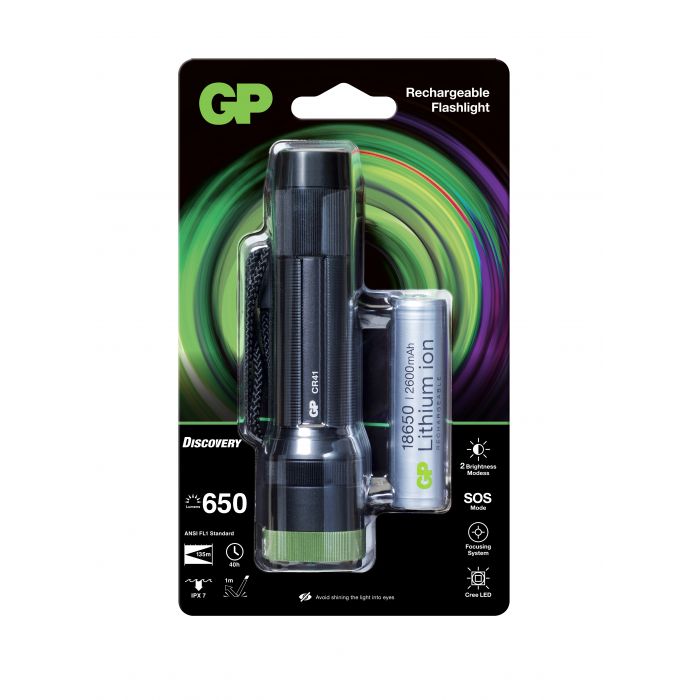 POWERTEC Lampe torche étanche IPX7 650lm rechargeable USB