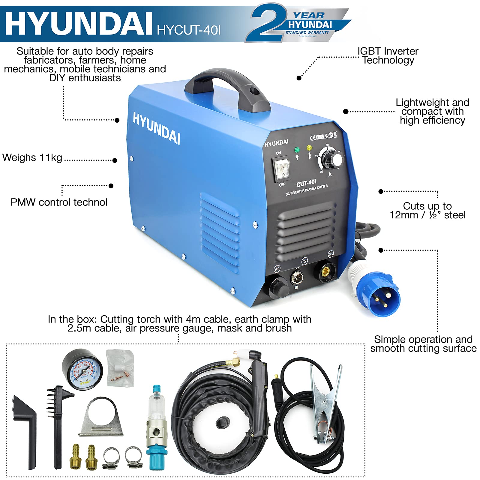 Hyundai CUT 40i Découpeur Plasma 40A 230V