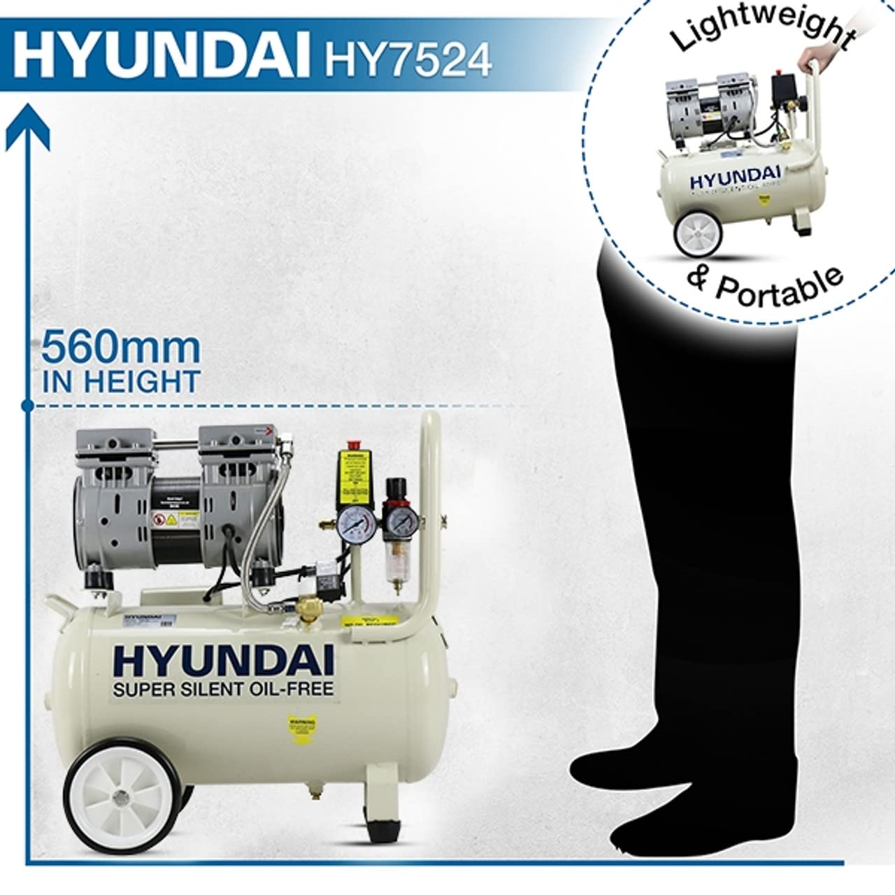 Hyundai HY7524 compresseur d’air 24 L 750 W sans huile