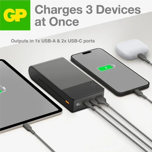 POWERTEC Batterie externe 20000mAh USB-C PD 22,5W