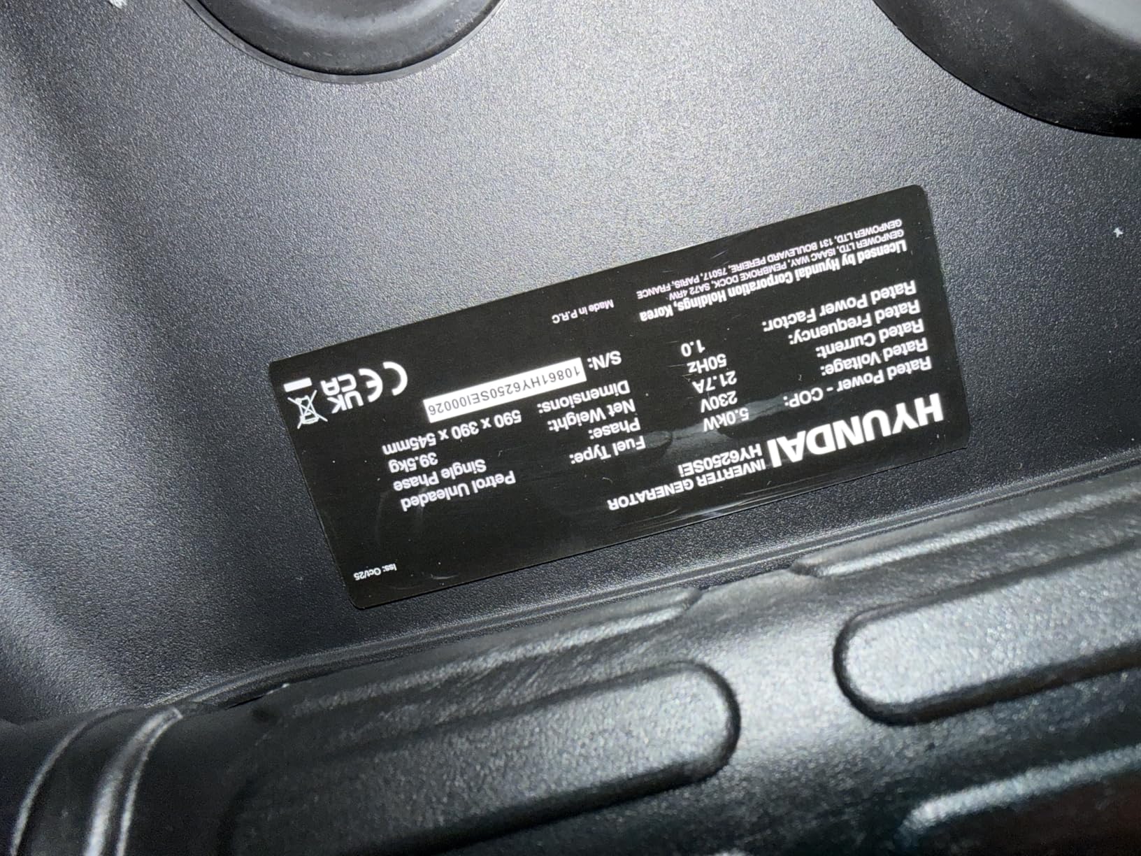 Hyundai Generator HY6250SEi générateur inverter essence 5500W