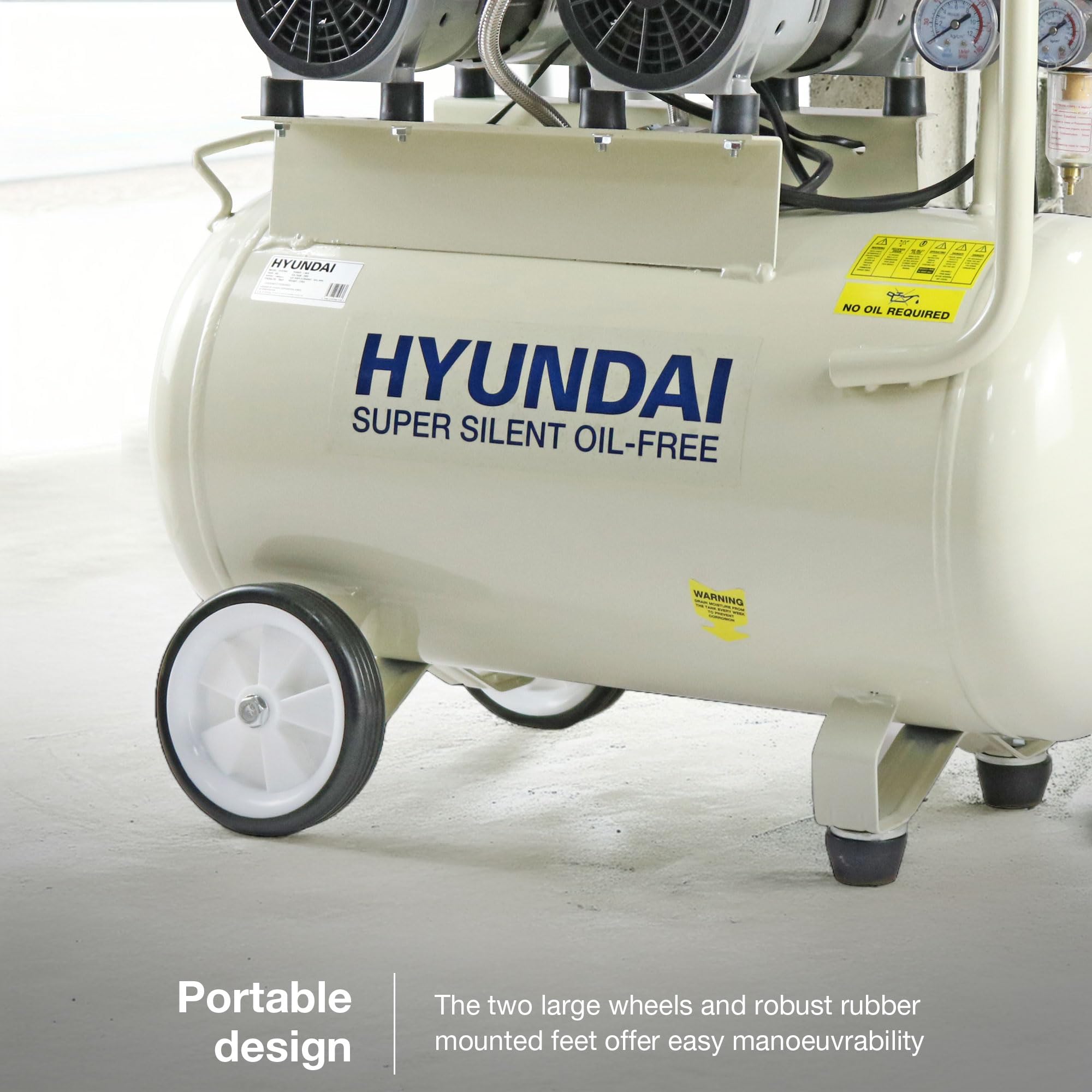 Hyundai Compresseur silent 50L 2HP 100PSI blanc