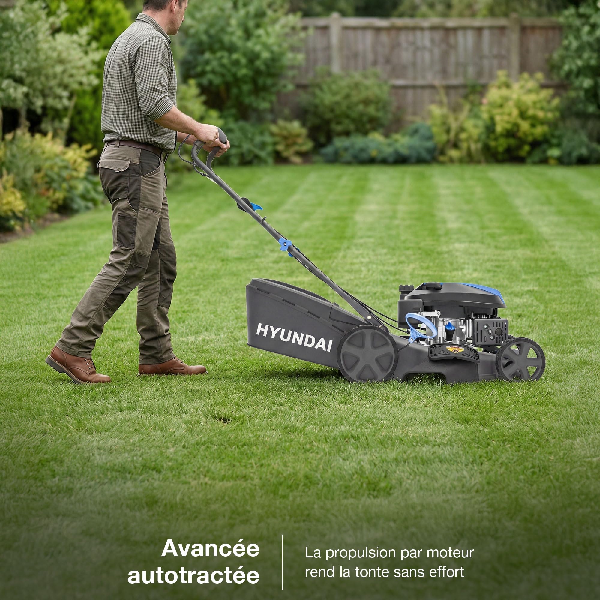 Hyundai HYM17150SPX tondeuse thermique autotractée 43 cm 4-en-1