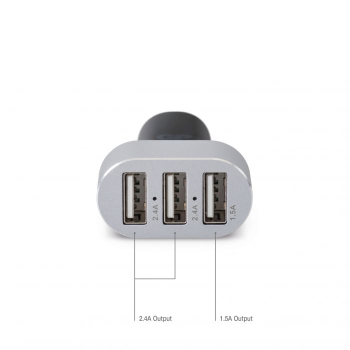 POWERTEC chargeur allume-cigare triple 3x USB-A 6,3A