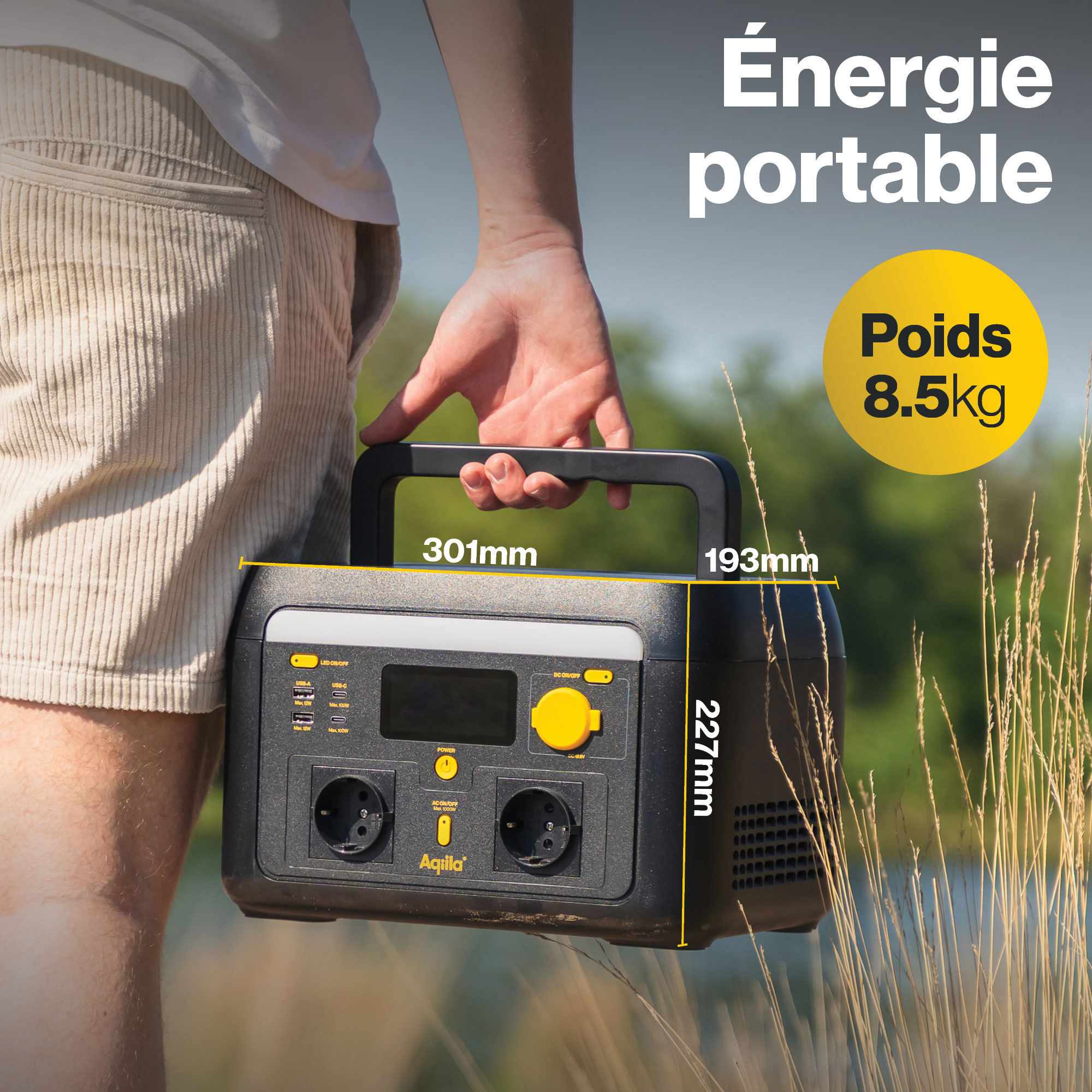 POWERTEC S1000V2 Station d'énergie portable 1000W 614Wh