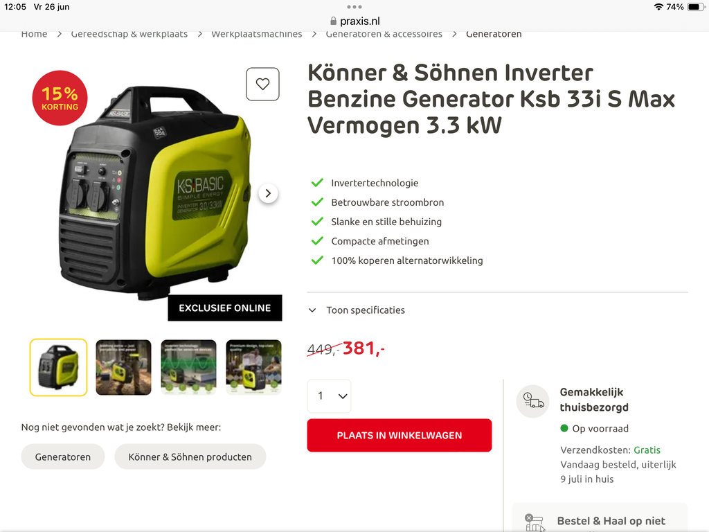Könner & Söhnen K&S BASIC KSB 33i S groupe électrogène inverter 3,3 kW