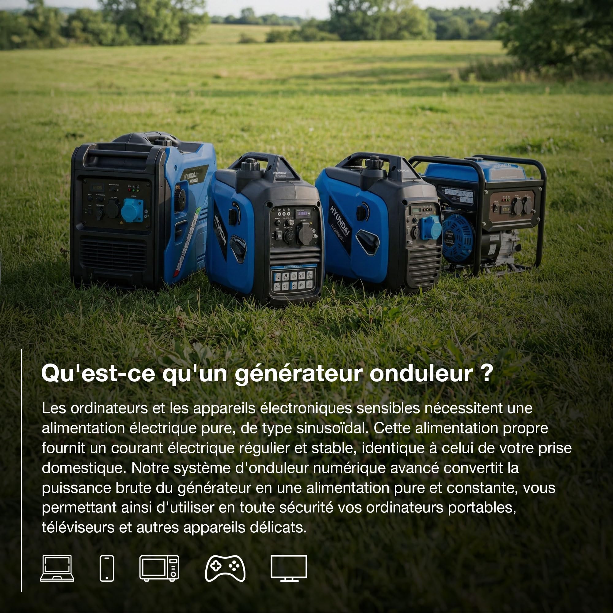 Hyundai Generator HY2350Si-EU inverter 2000W essence prise EU silencieux