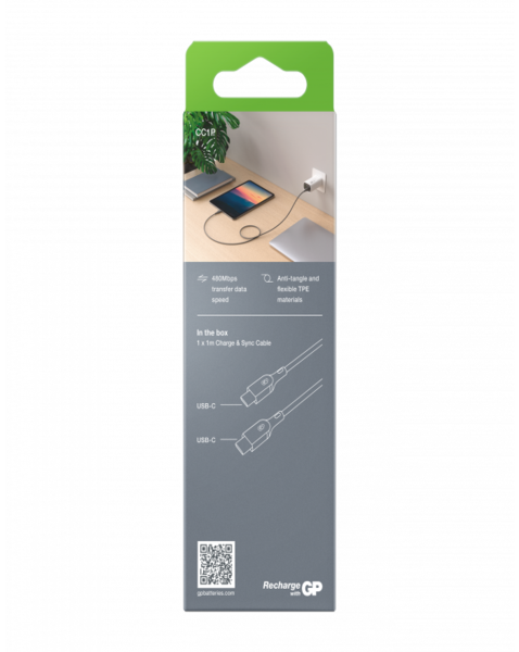 Powertec Câble USB-C vers USB-C 60W 1m charge rapide