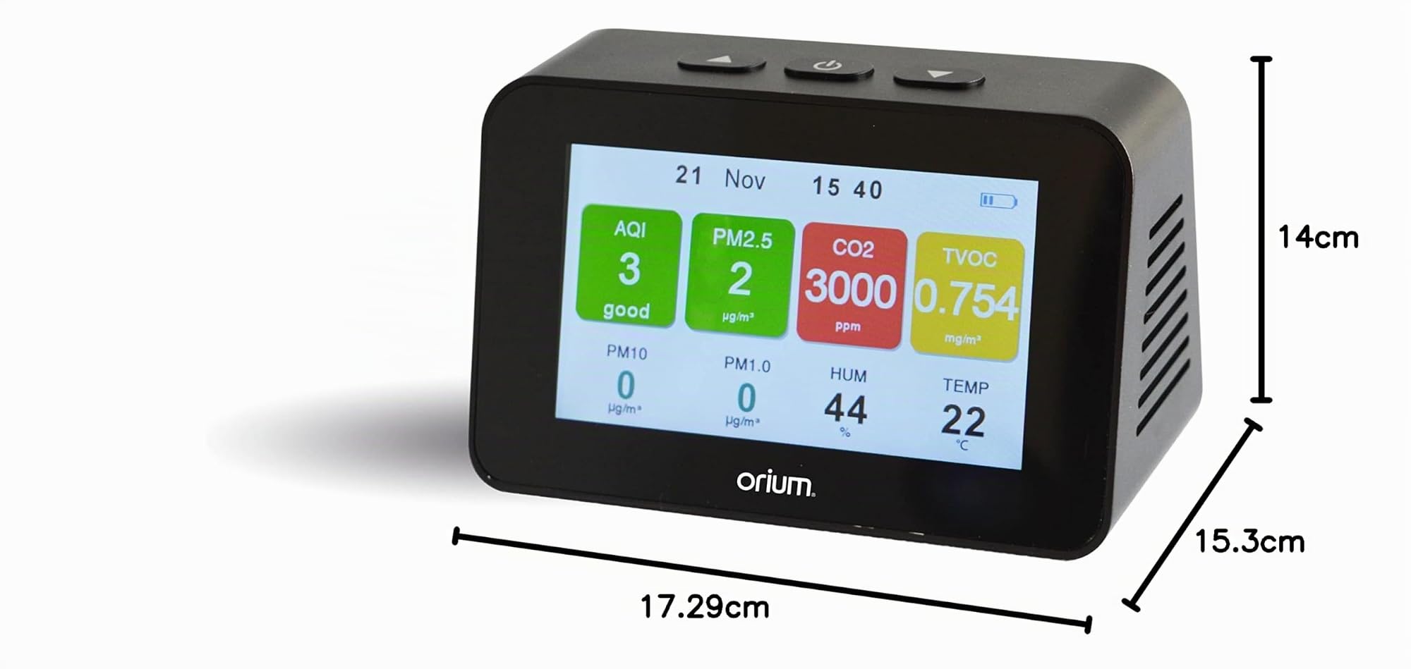 Orium Quaelis 34 mesureur air CO2 PM2.5 écran LCD