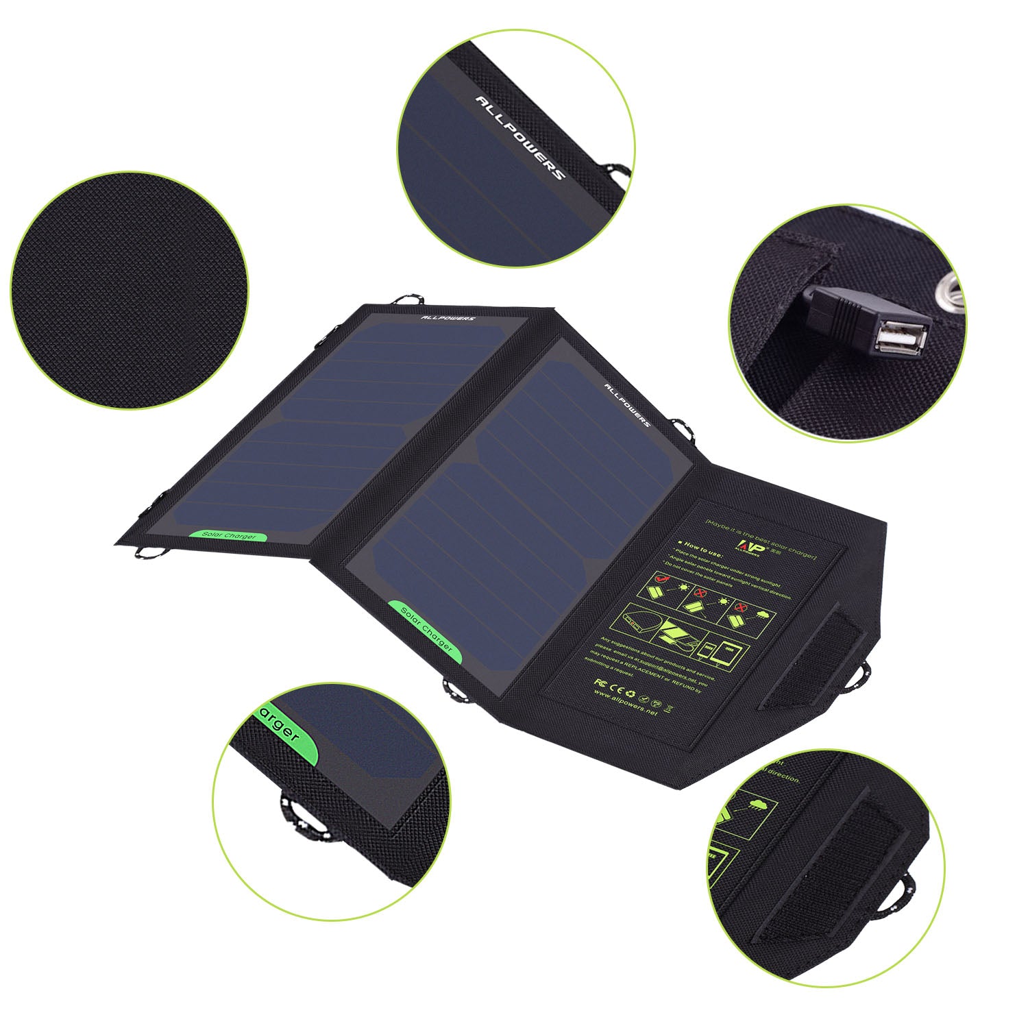 ALLPOWERS 10W Chargeur solaire portable 5V USB