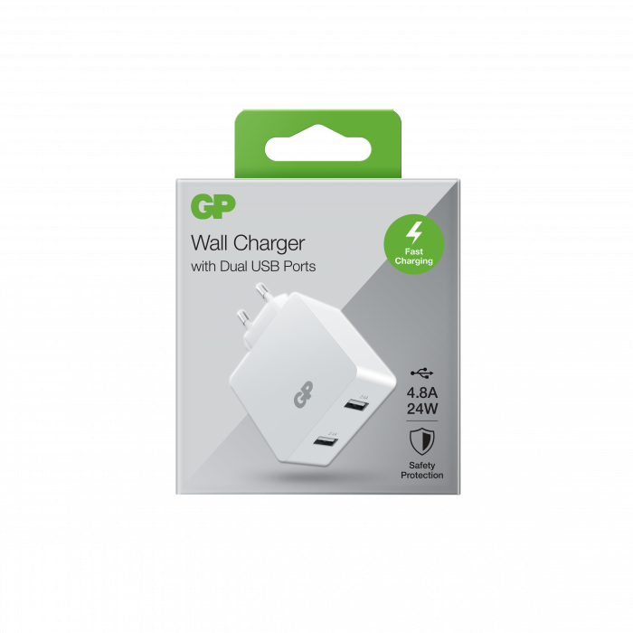 Powertec chargeur secteur double USB-A 2x2,4A mural