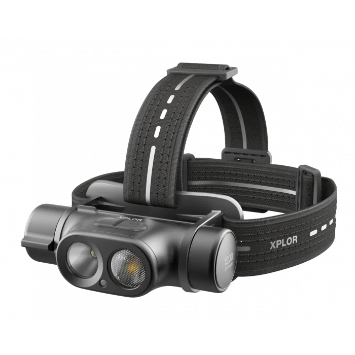 Powertec Lampe frontale rechargeable solaire 1200 lumens USB-C