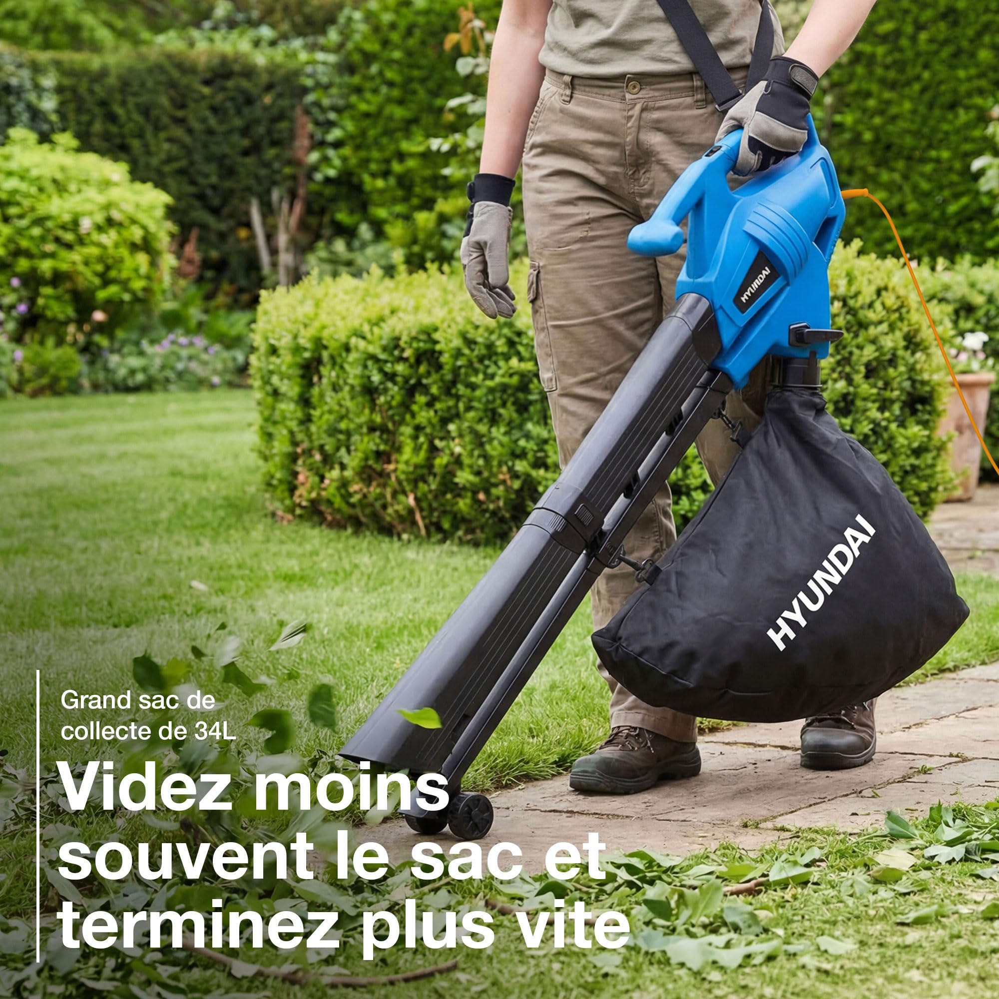 Hyundai HYBV3000E3 Souffleur aspirateur broyeur 3000W 34L