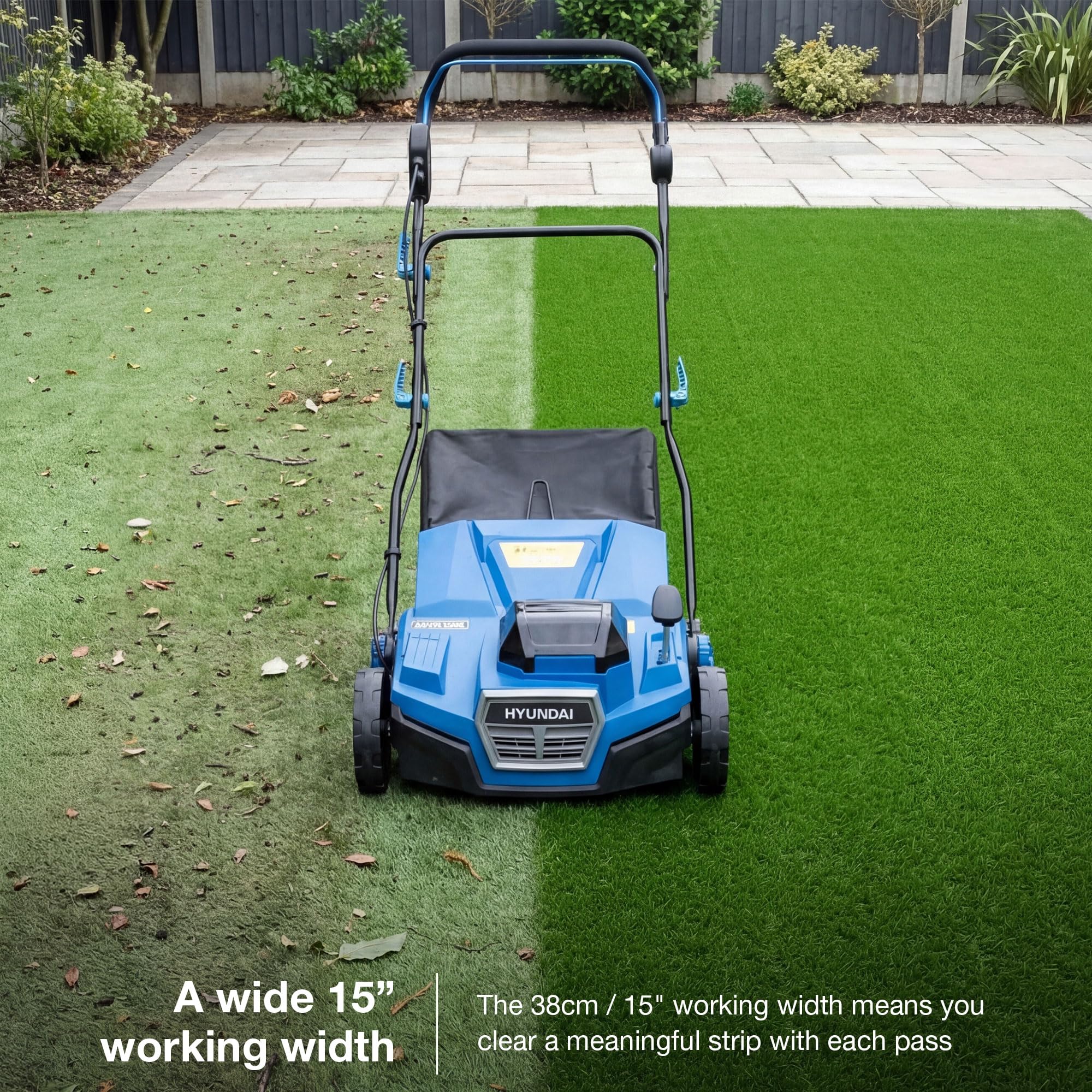 Hyundai HY40CSW38 Balai gazon artificiel 40V 38cm 45L