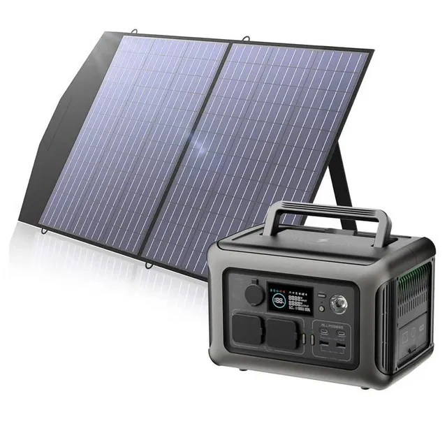 ALLPOWERS R600 station d'énergie portable 600W kit SF100 100W noir