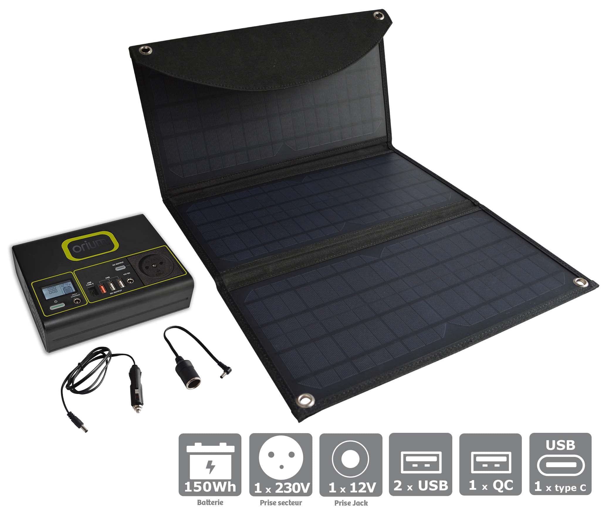 Orium Izywatt 150 station d'énergie portable 146Wh 150W + panneau 30W