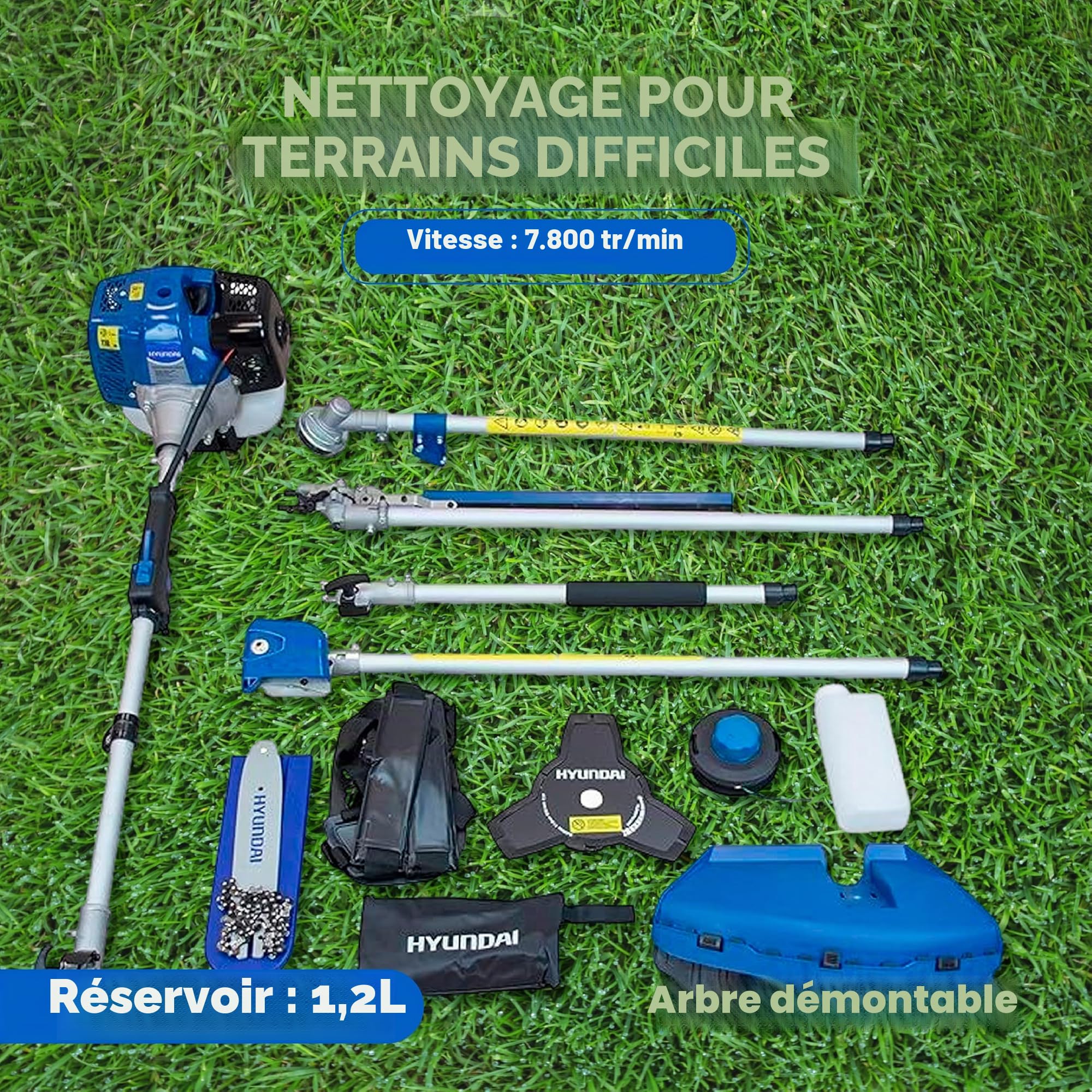Hyundai Garden Tools HY-HYMT43 débroussailleuse thermique 4 en 1 43 cc