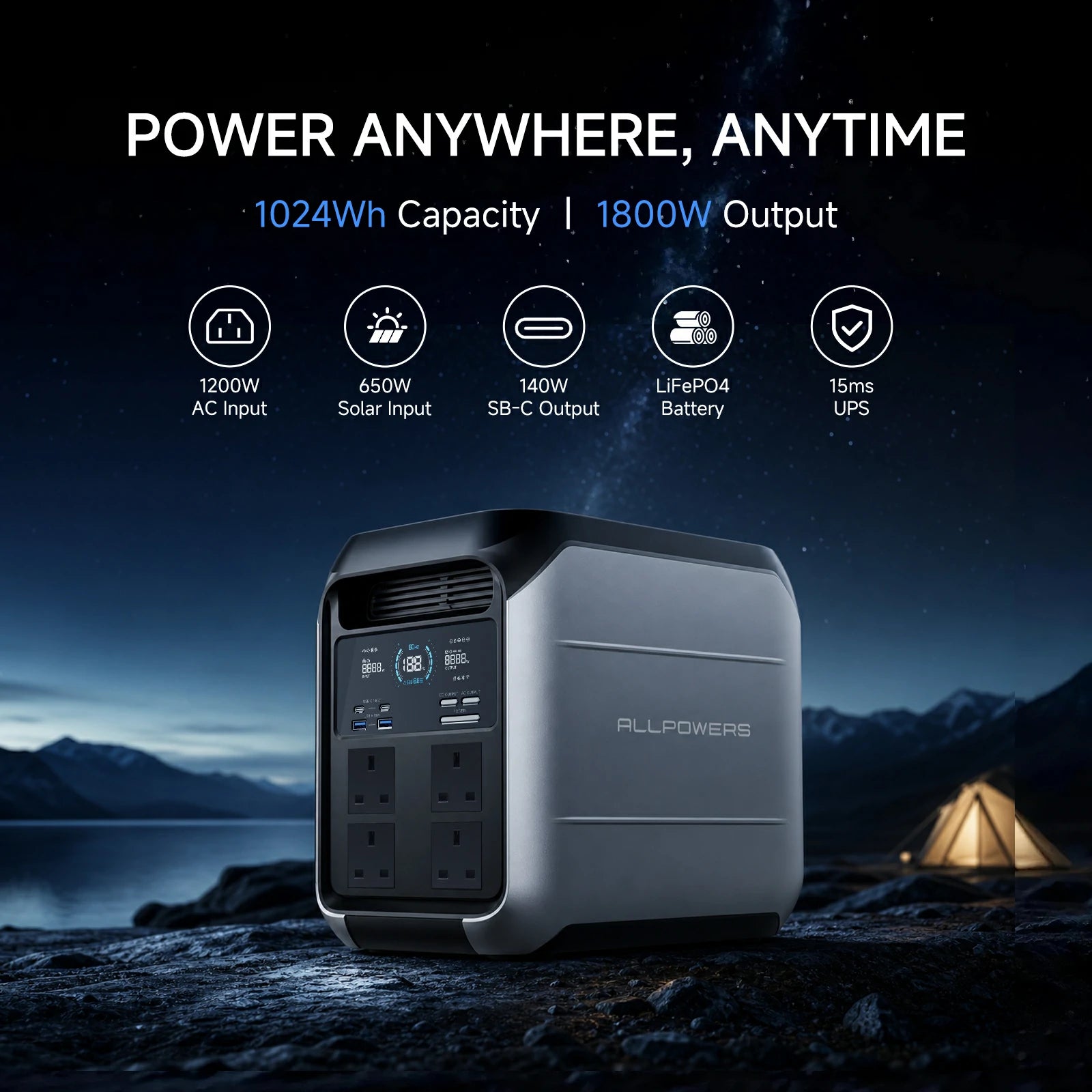 ALLPOWERS P1800 station énergie portable 1800W 1024Wh