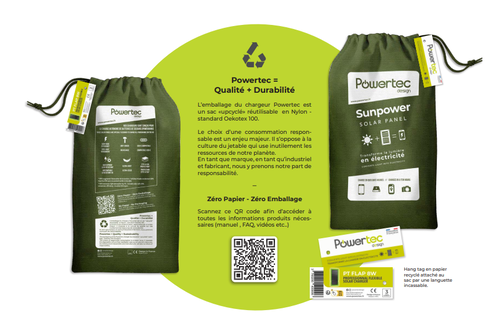 Powertec PT Flap 8 chargeur solaire portable 8W Sunpower
