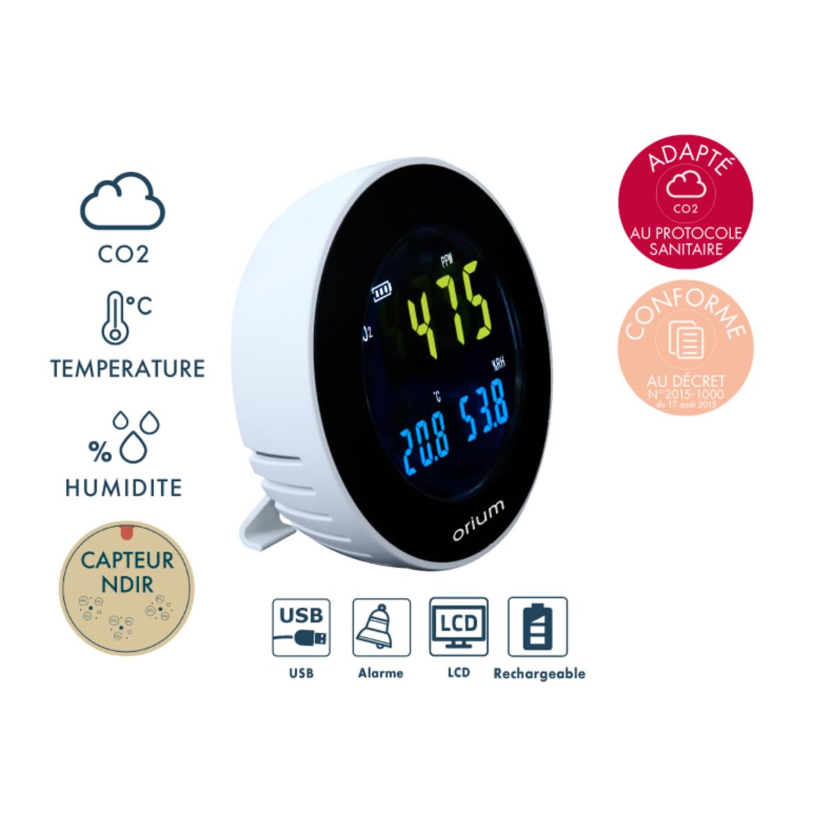 Orium Quaelis 10 capteur CO2 qualité air maison