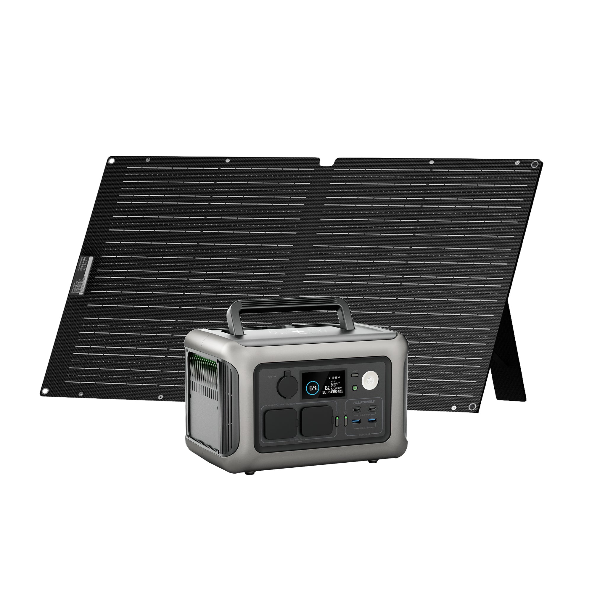 ALLPOWERS R600 station d'énergie portable 600W kit SF100 100W noir