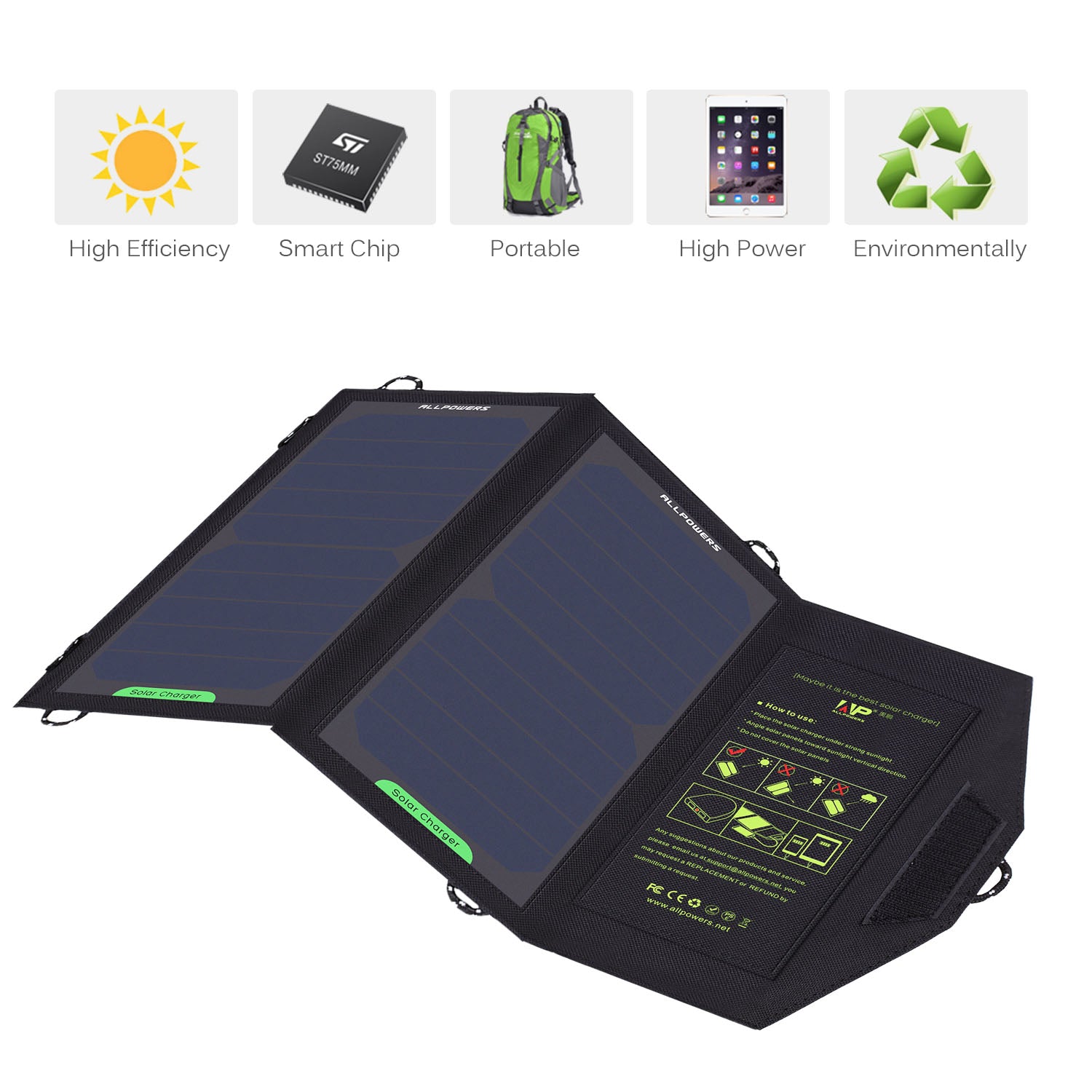 ALLPOWERS 10W Chargeur solaire portable 5V USB