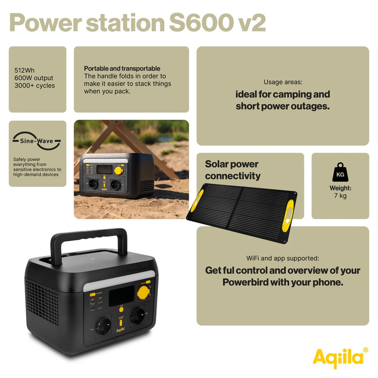 POWERTEC S600V2 station d'énergie portable 600W 512Wh