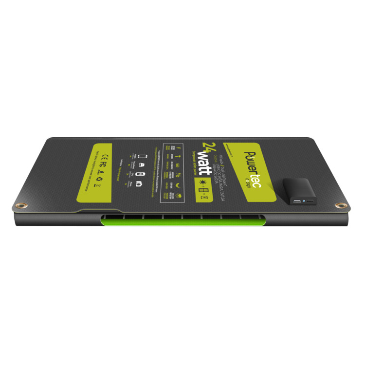 Powertec Kit solaire portable 24W + batterie externe 65Wh USB-C 65W