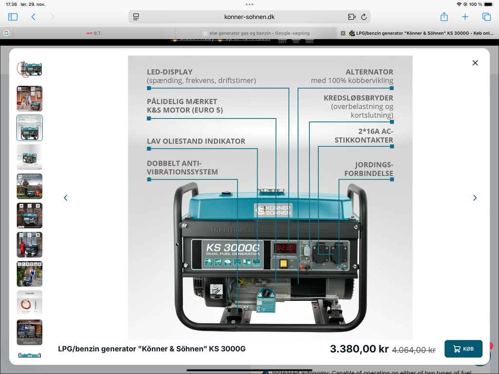 Könner & Söhnen KS 3000G groupe électrogène gaz-essence 3 kW