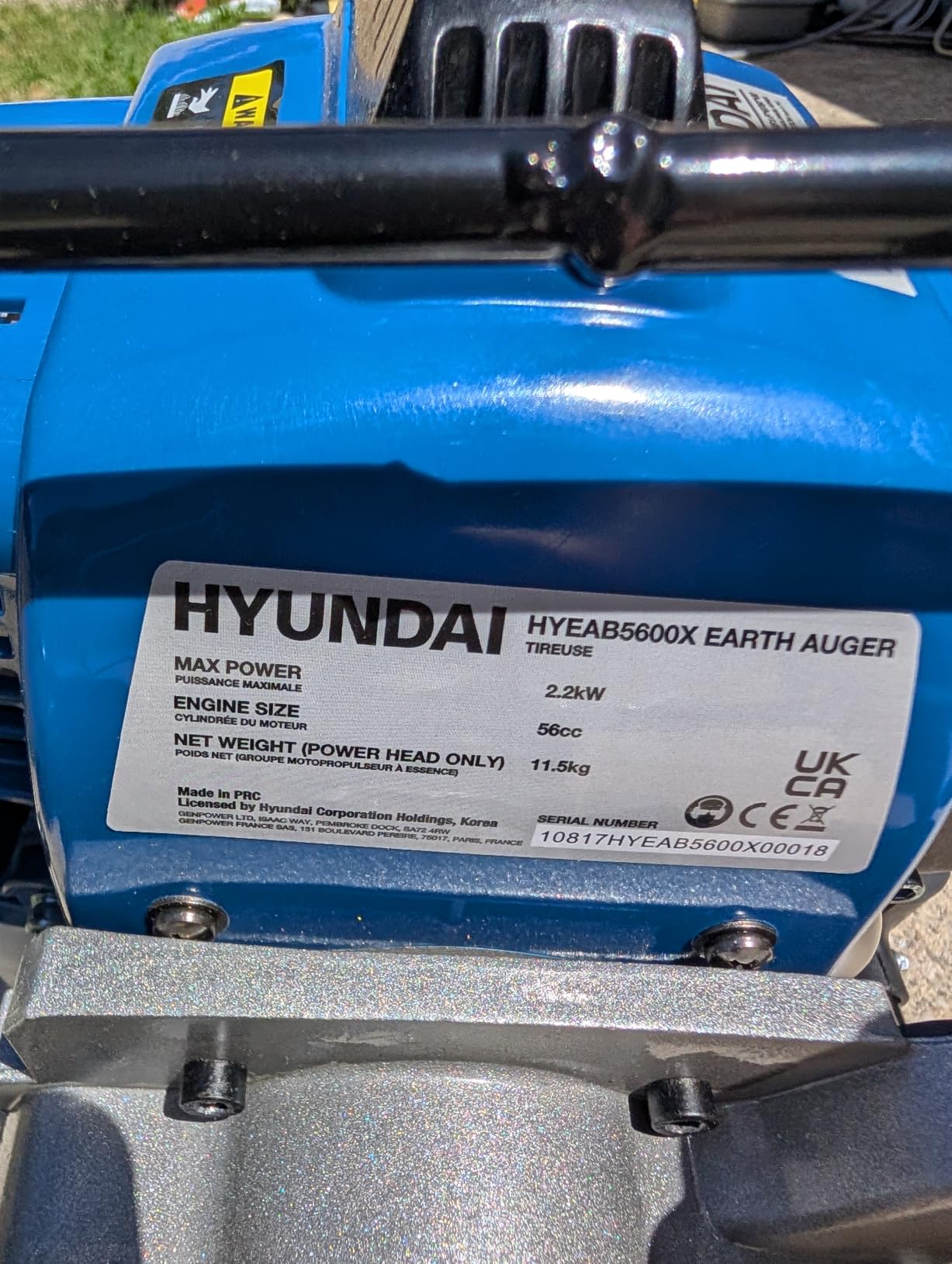 Hyundai HYEAB5600X tarière thermique 56 cm3 + 3 forets
