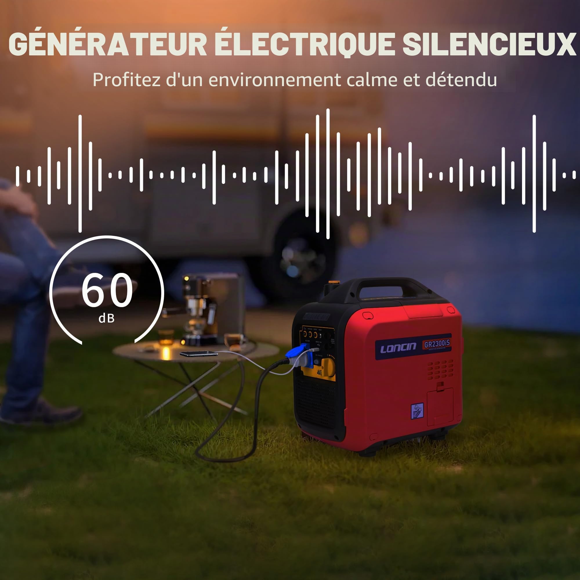Loncin GR2300iS groupe électrogène inverter 2300W USB rouge