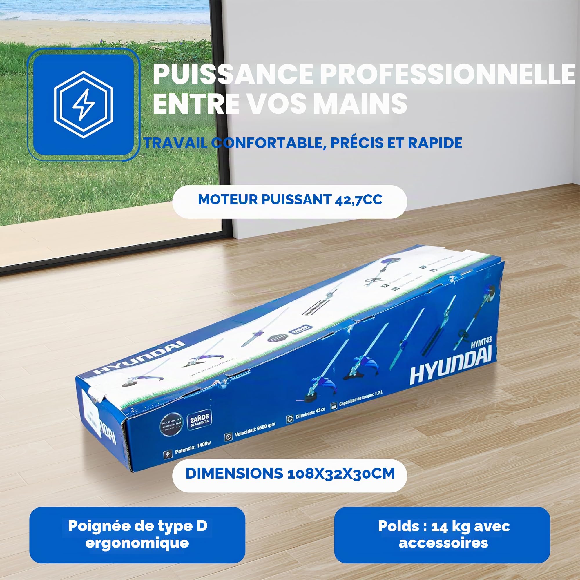 Hyundai Garden Tools HY-HYMT43 débroussailleuse thermique 4 en 1 43 cc