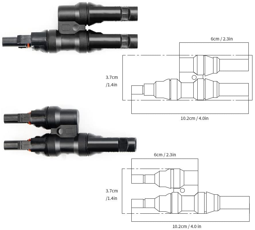 ALLPOWERS Accessories connecteur Y solaire MMF+FFM paire IP67