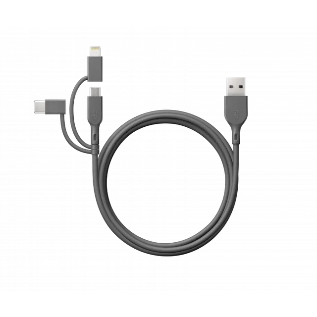 POWERTEC câble USB-A 3 en 1 USB-C Lightning 18W