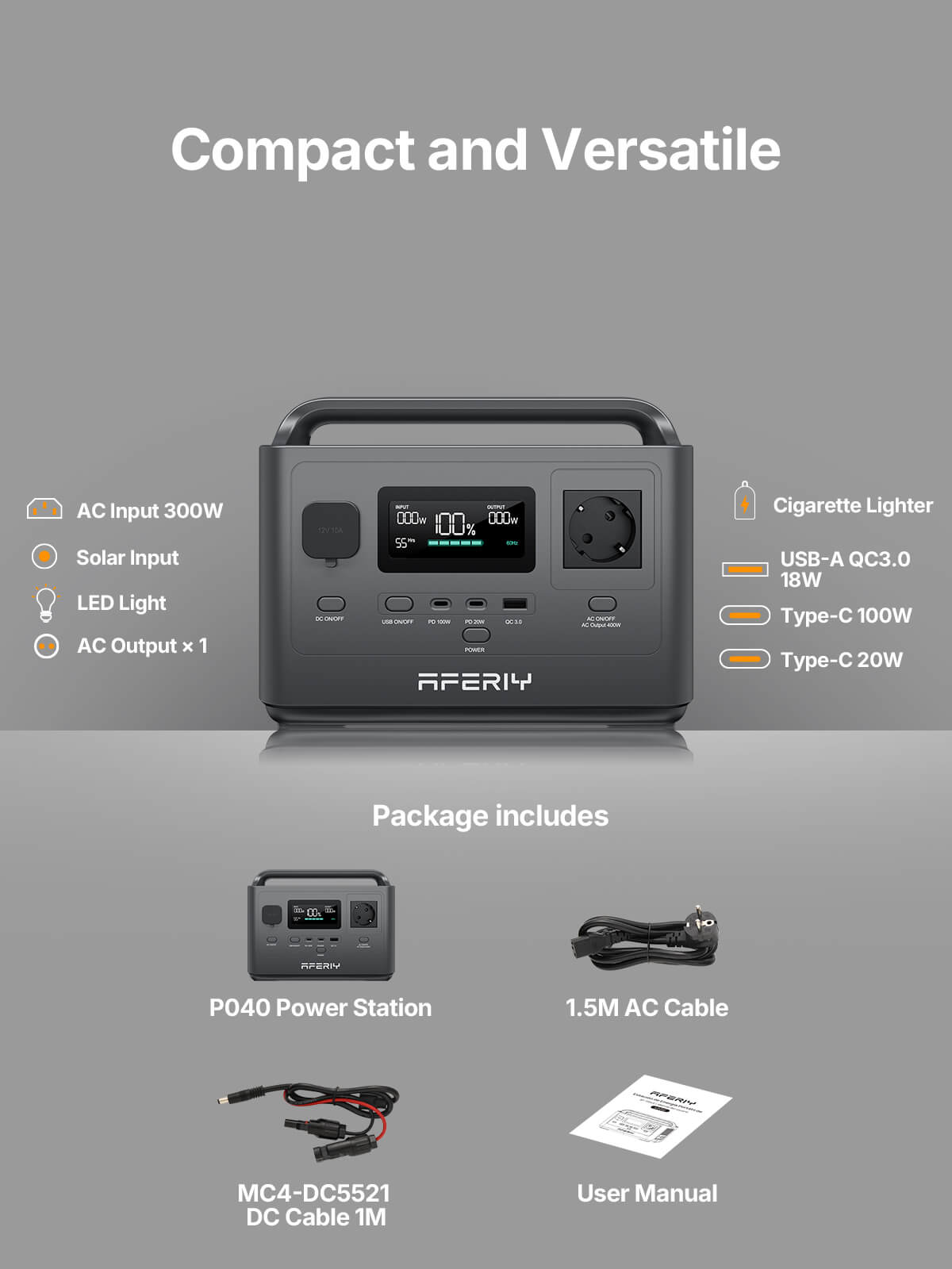 AFERIY Nomad400 P040 station énergie 400W 256Wh