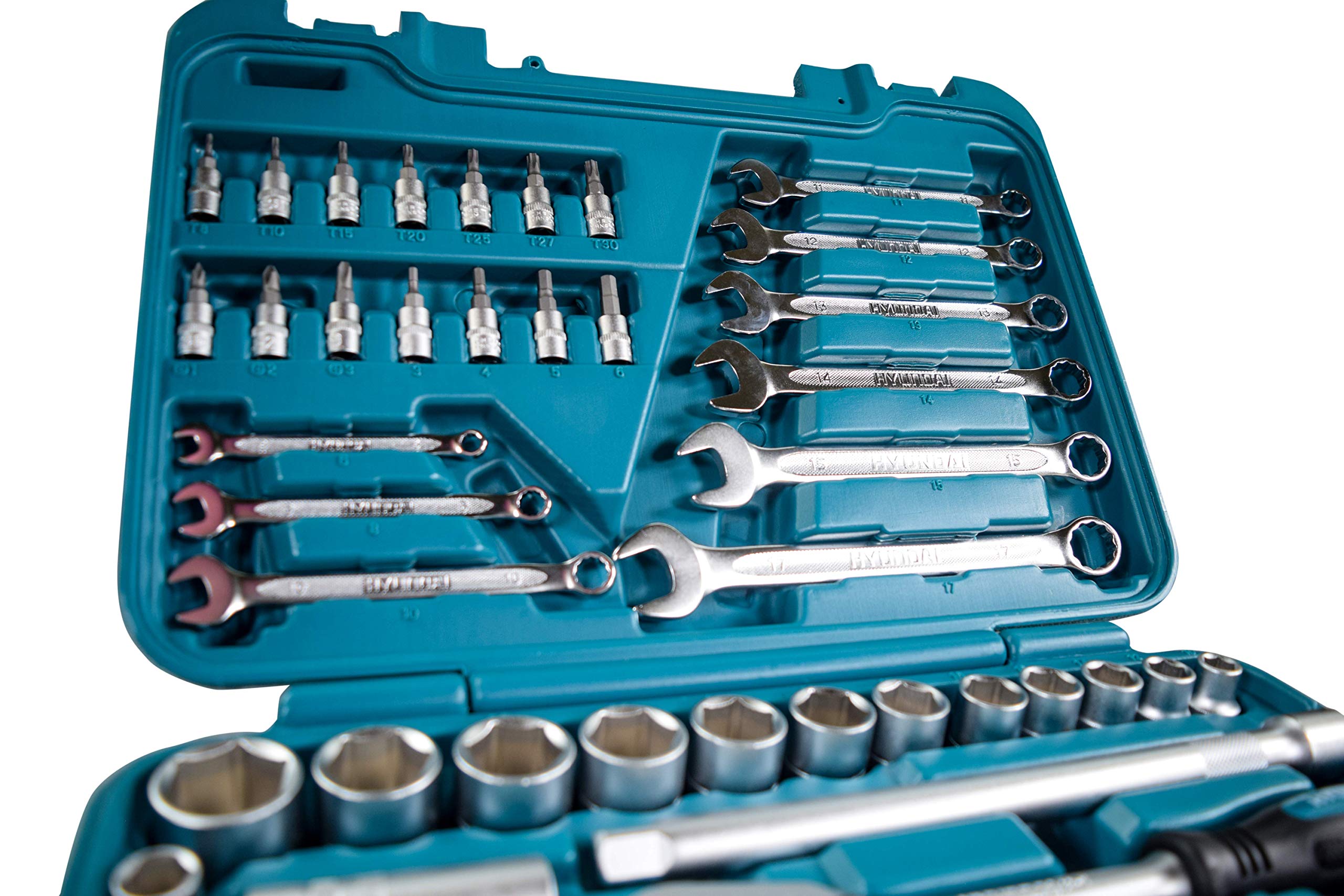 Hyundai K70 coffret douilles 70 pièces chrome-vanadium 1/2 1/4