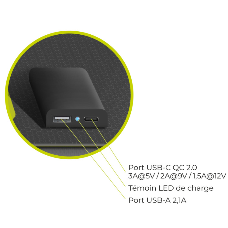 Powertec Kit solaire portable 24W + batterie externe 65Wh USB-C 65W