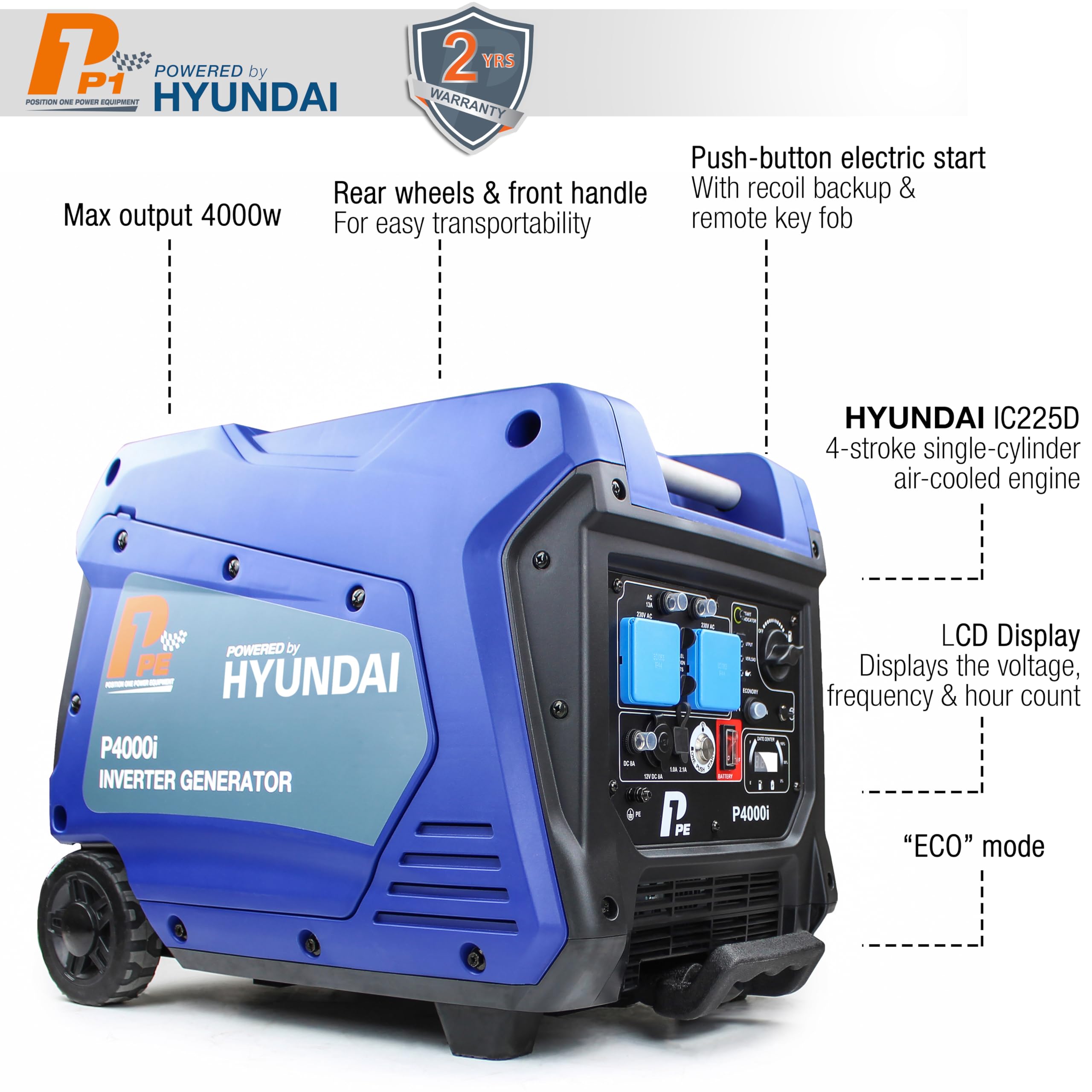 Hyundai P1 Groupe électrogène inverter 3800W essence