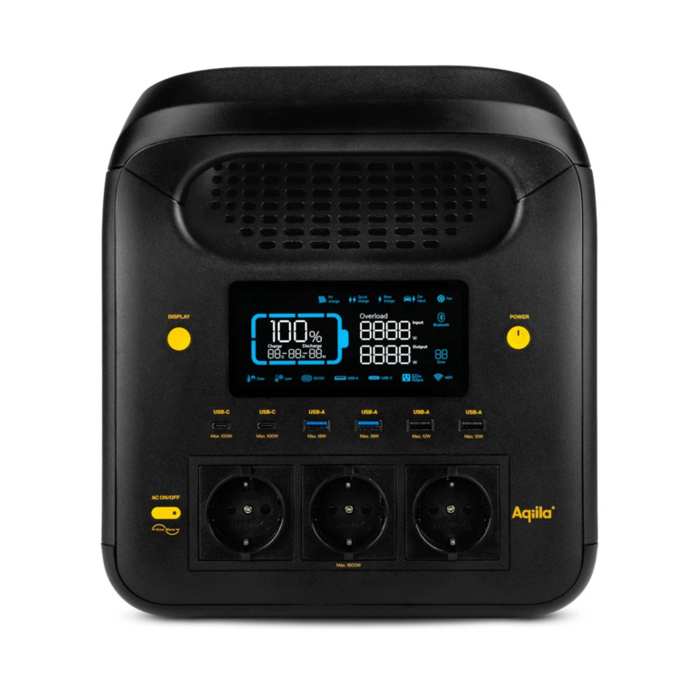 POWERTEC Groupe 1800W station d'énergie portable 1229Wh portable