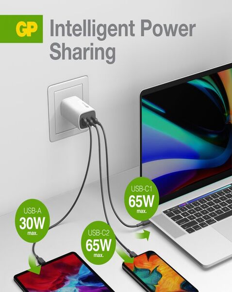 POWERTEC Chargeur USB-C 65W Triple GaN chargeur secteur 65W GaN