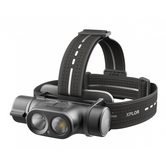 Powertec Lampe frontale rechargeable solaire 1200 lumens USB-C