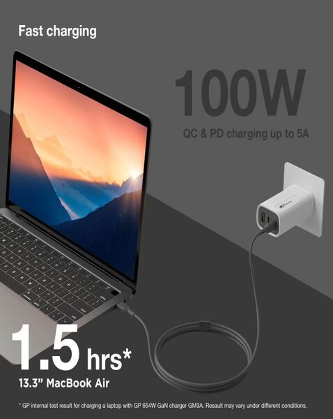 Powertec Câble USB-C 100W 2m charge rapide MacBook PD