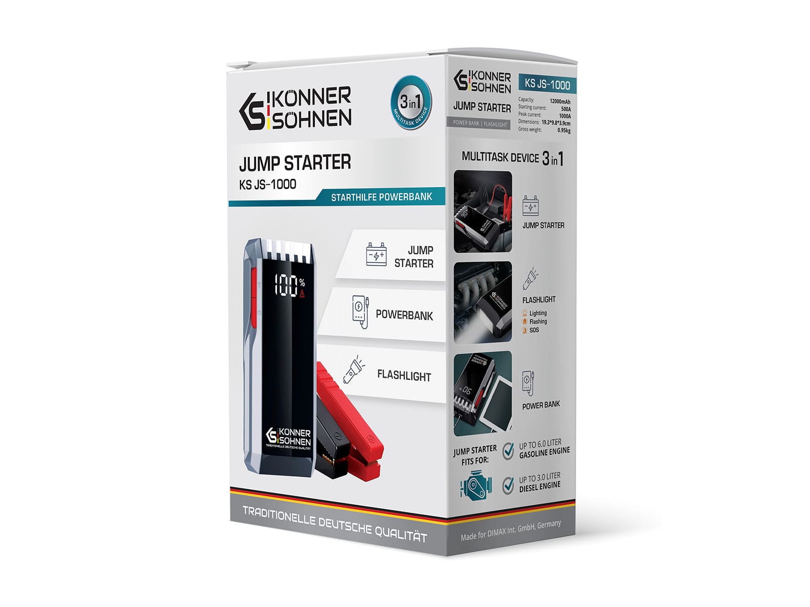 Könner & Söhnen KS JS-1000 booster batterie 1000A 12000 mAh