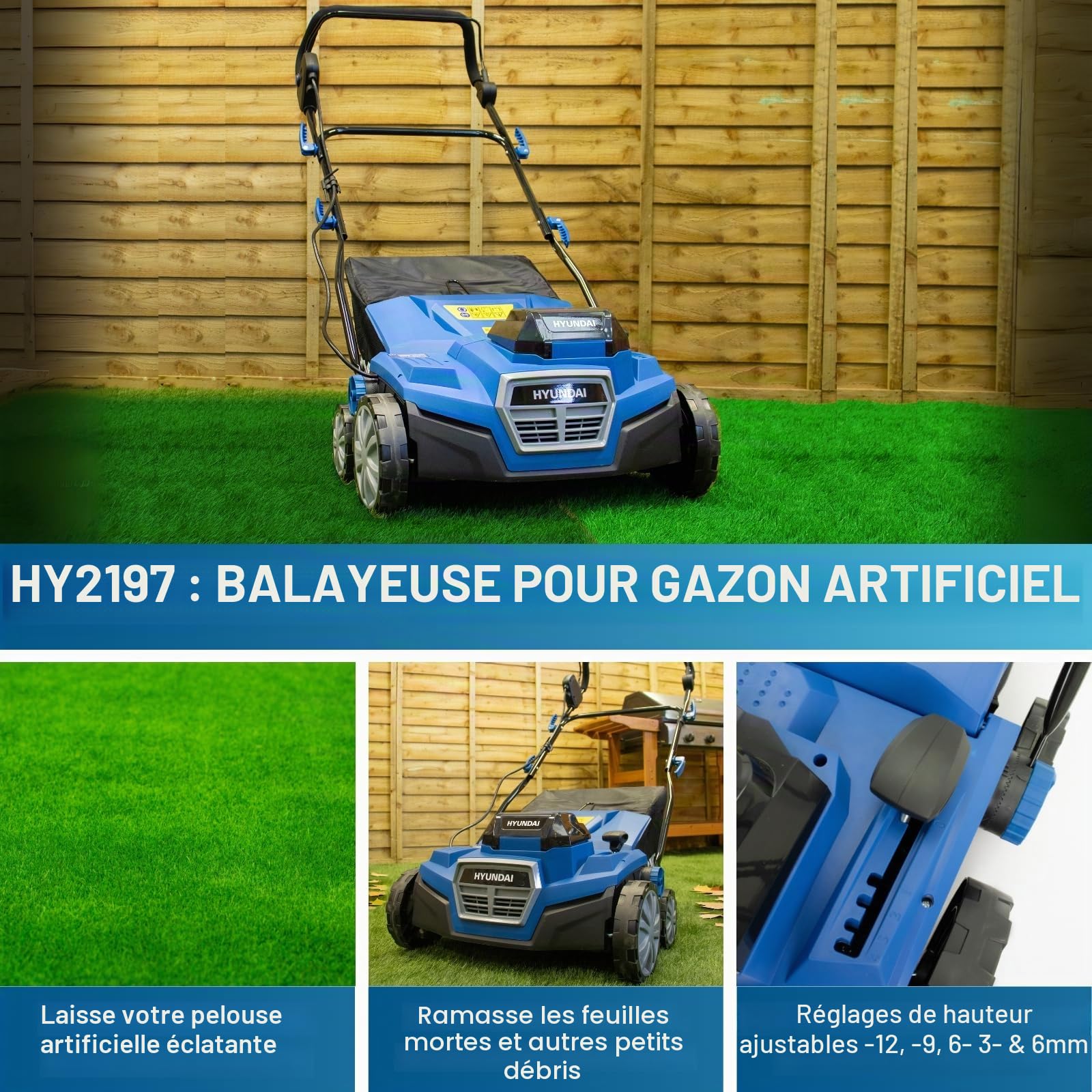 Hyundai Garden Tools HY2197 balai brosse 40V 380mm