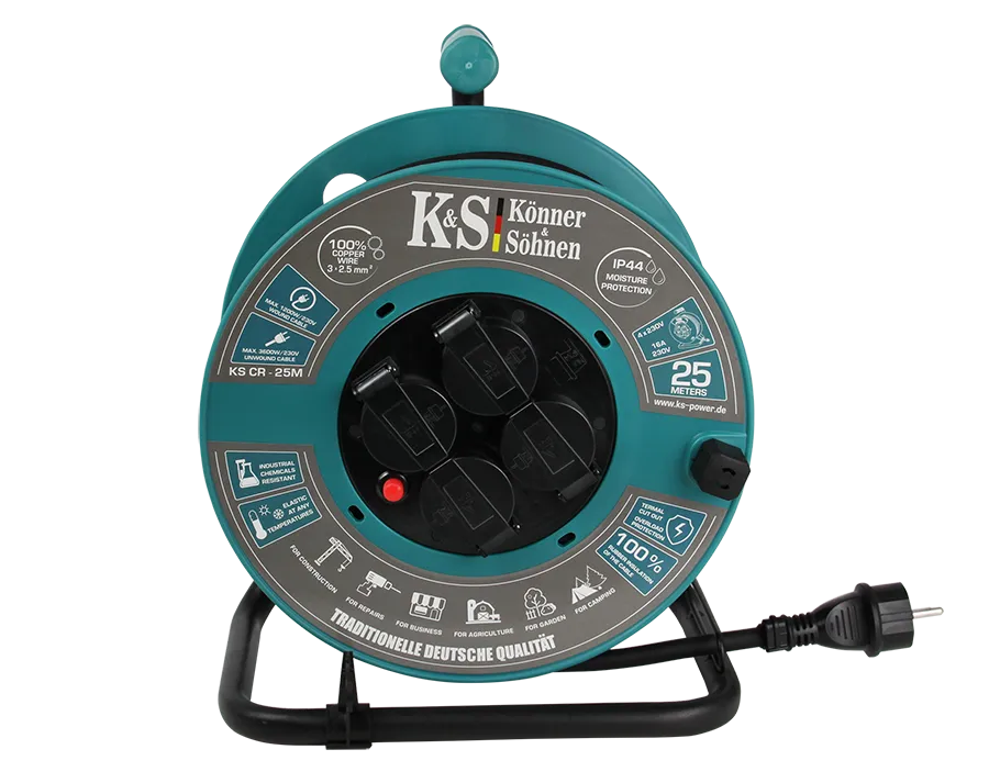 Könner & Söhnen K&S BASIC KS CR-25M enrouleur 25 m IP44 4 prises