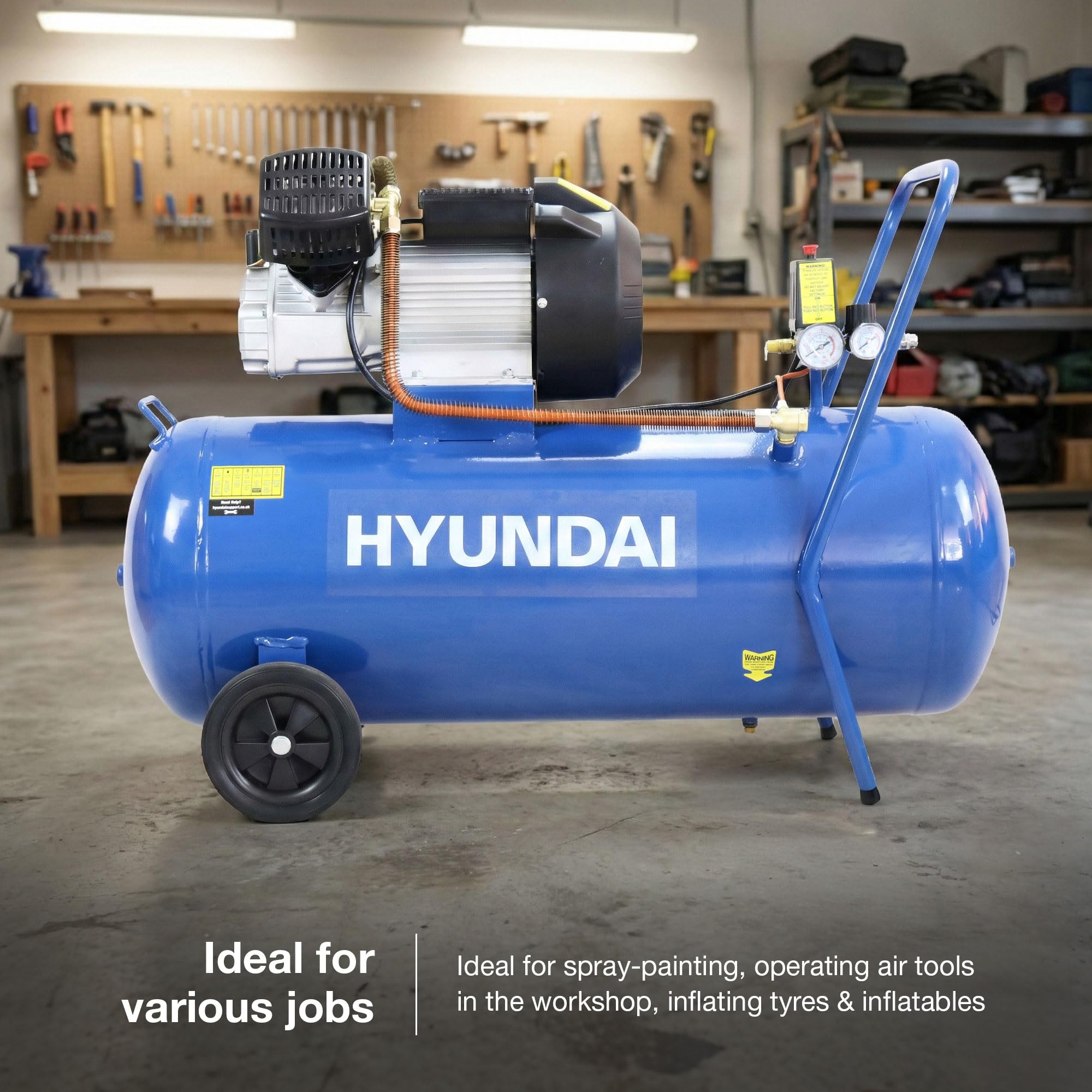 Hyundai HY30100V compresseur air 100 L 3 CV avec kit 5 pièces